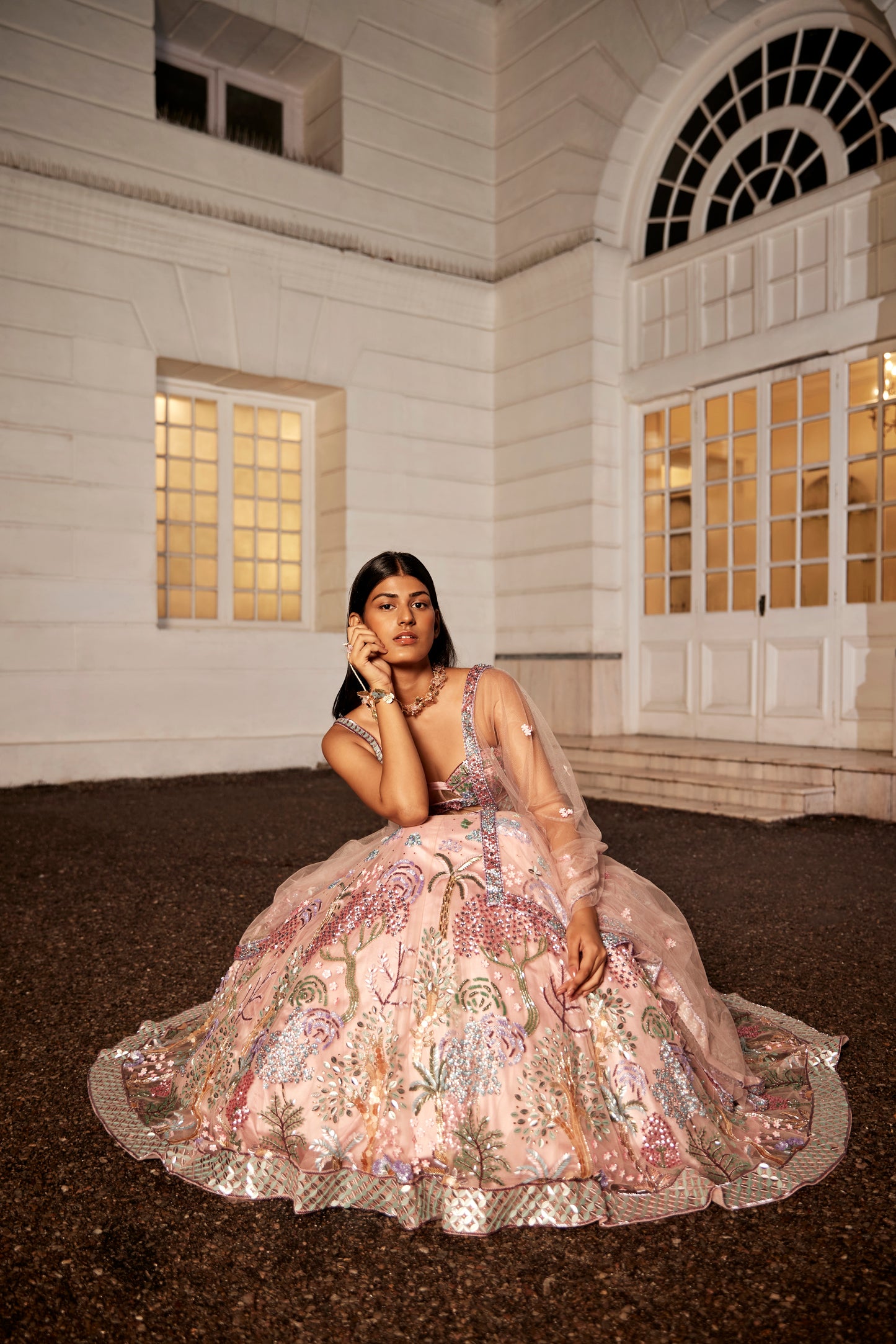 PINK LEHANGA CORSET DUPATTA