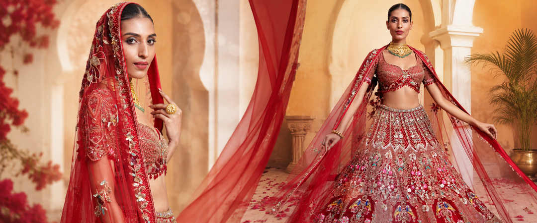 Bridal lehenga for wedding celebrations in rich Indian handwork