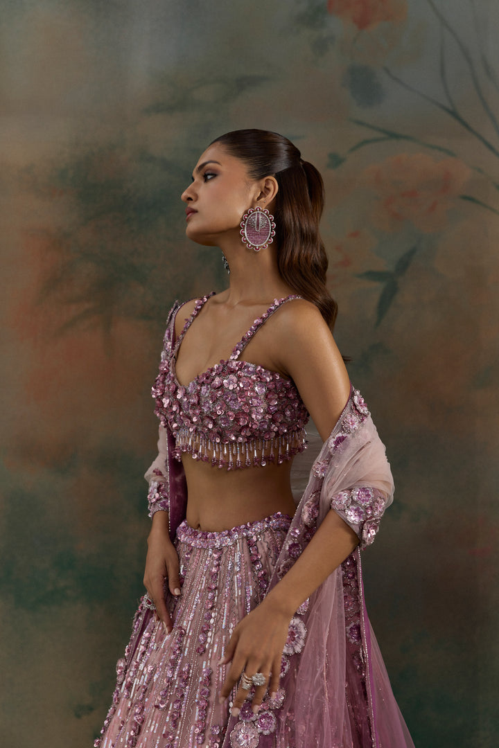 MAUVE PINK OMBRE ORELIA LEHENGA SET
