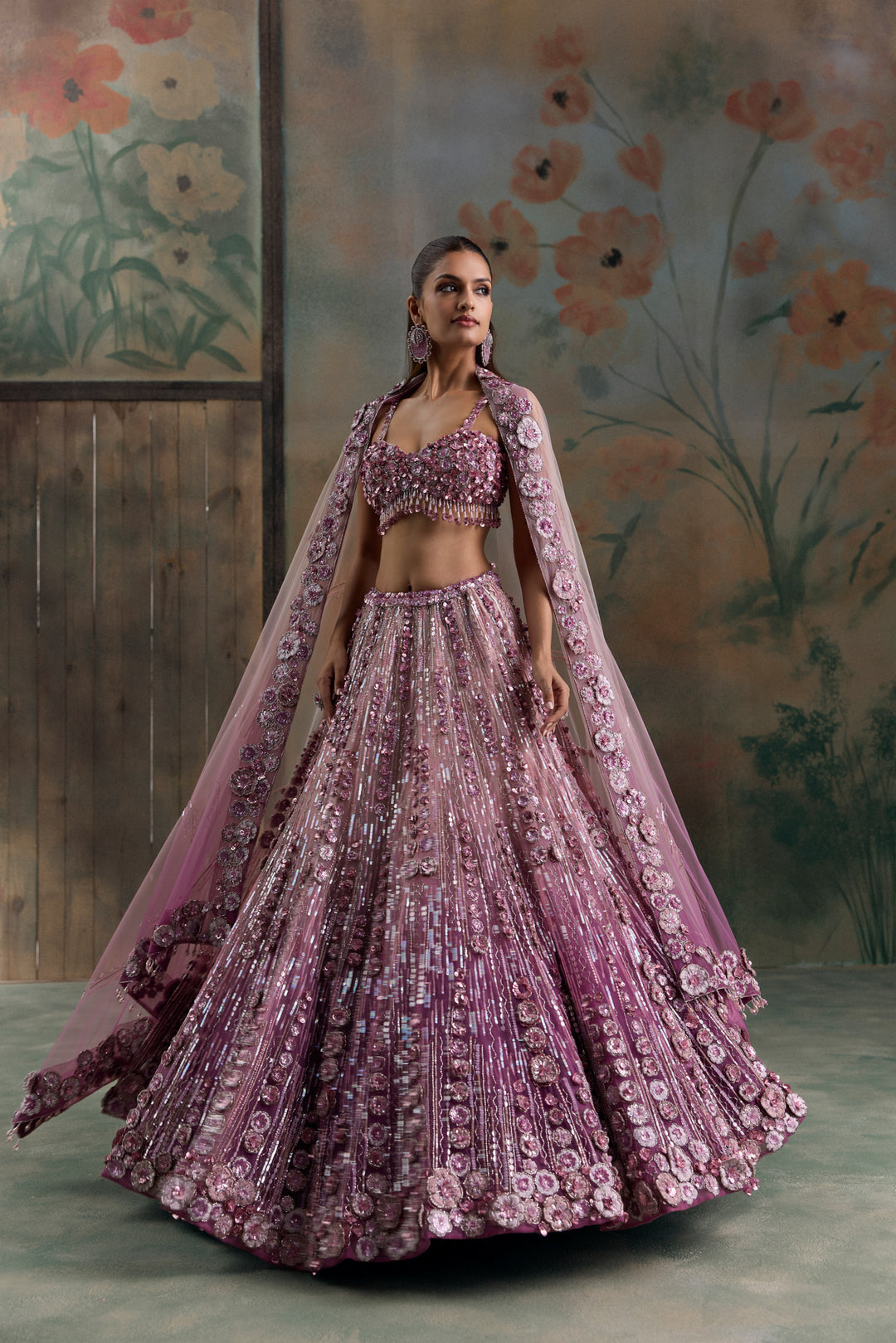 MAUVE PINK OMBRE ORELIA LEHENGA SET