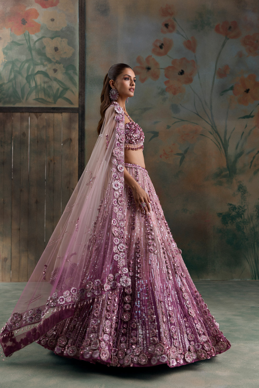MAUVE PINK OMBRE ORELIA LEHENGA SET