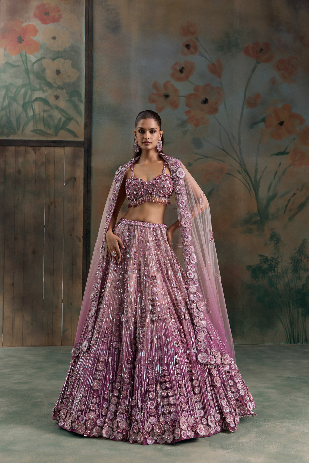 MAUVE PINK OMBRE ORELIA LEHENGA SET