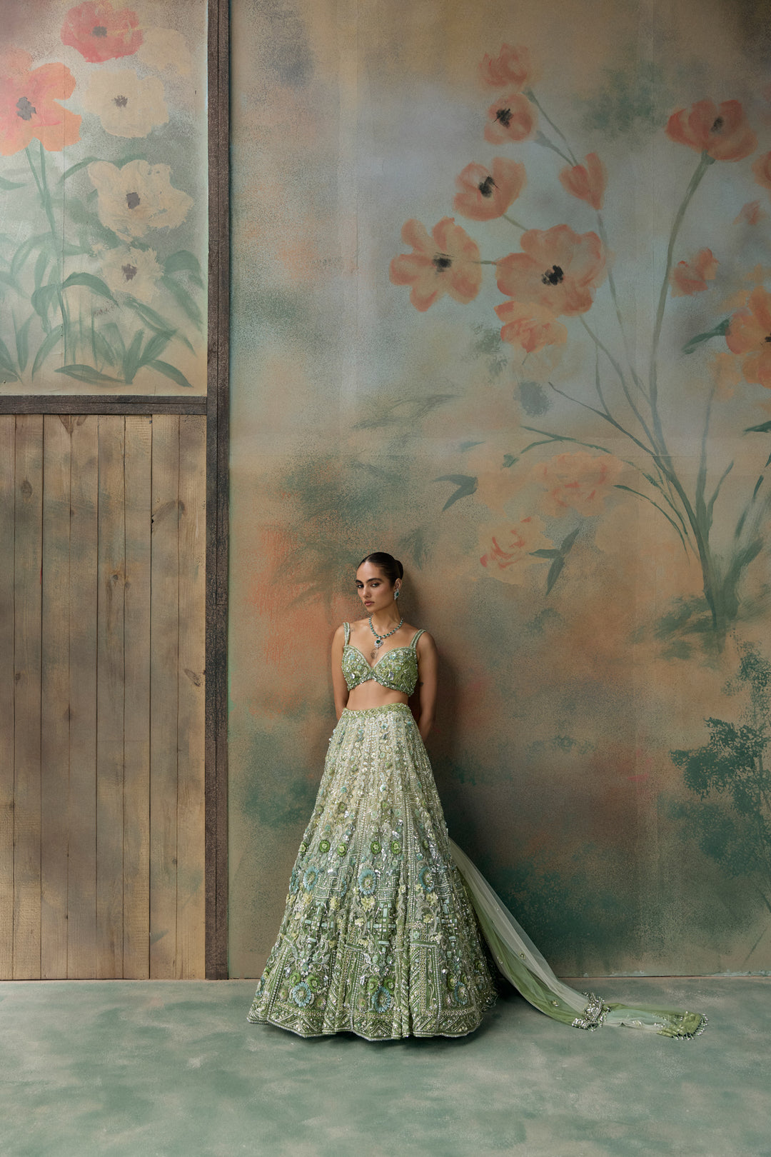 LIGHT GREEN OMBRE SYLVEN LEHENGA SET