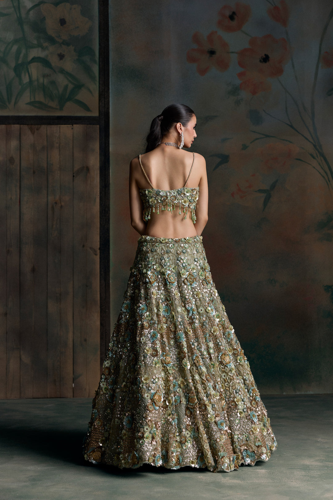 LIGHT GREEN GOLD CAELIS LEHENGA SET