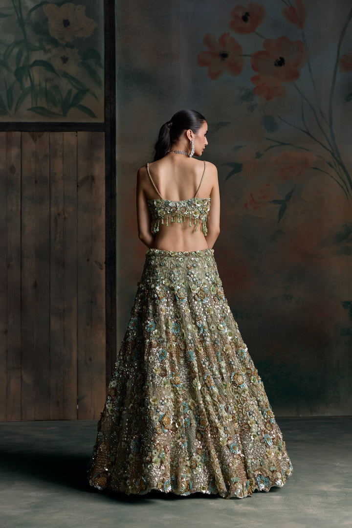 LIGHT GREEN GOLD CAELIS LEHENGA SET
