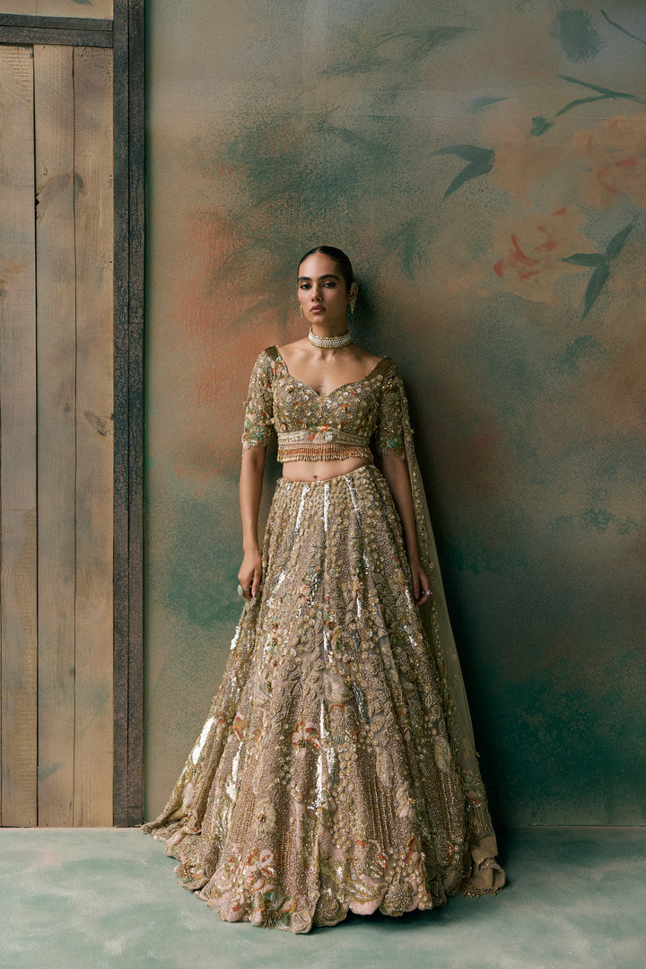 GOLD MULTICOLOUR AUREON LEHENGA SET