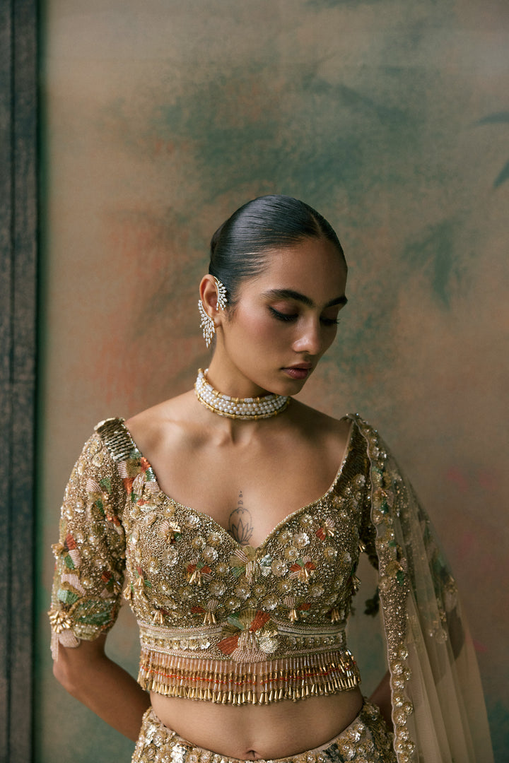 GOLD MULTICOLOUR AUREON LEHENGA SET