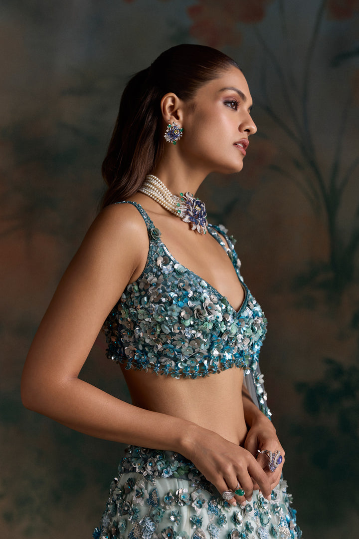 PEACOCK BLUE AVIOR LEHENGA SET