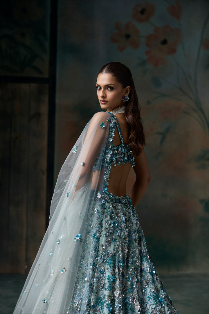 PEACOCK BLUE AVIOR LEHENGA SET