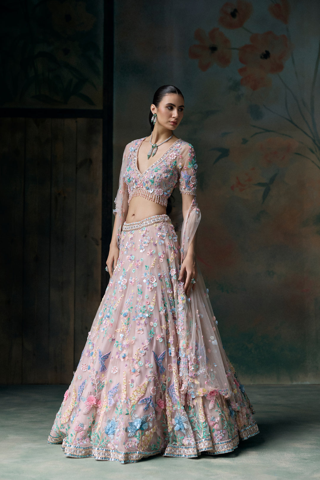 PINK MULTICOLOUR RAVELLE LEHENGA SET