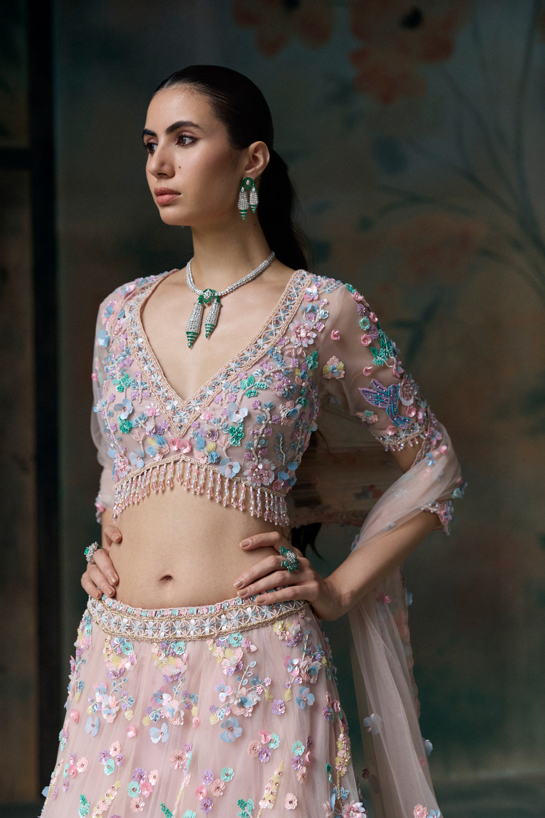 PINK MULTICOLOUR RAVELLE LEHENGA SET