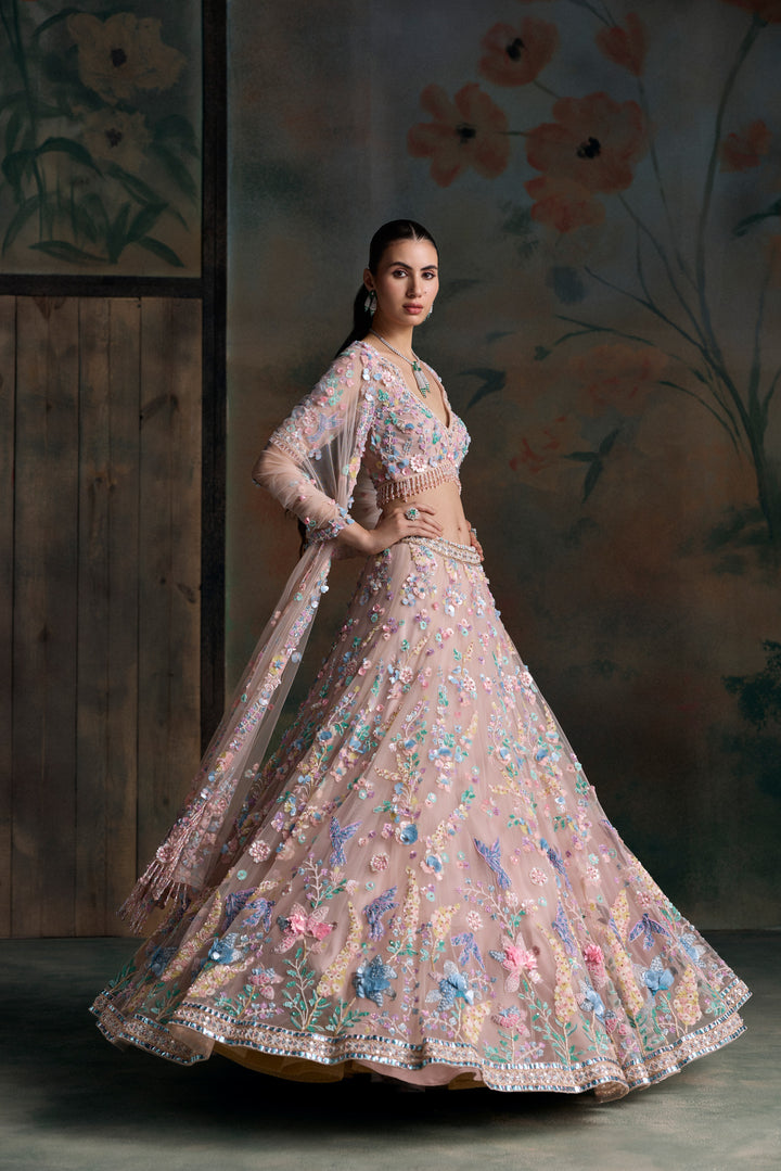 PINK MULTICOLOUR RAVELLE LEHENGA SET