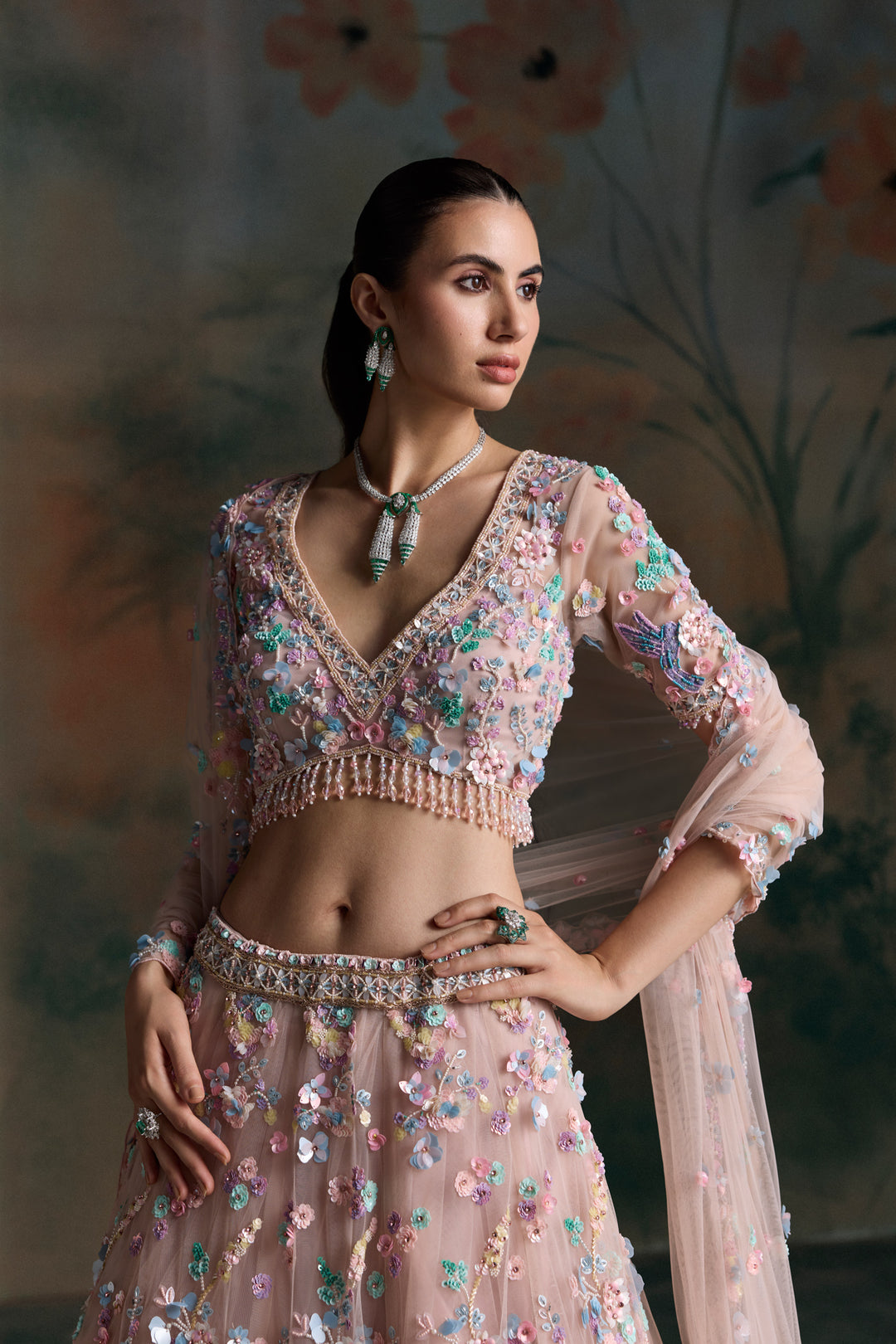 PINK MULTICOLOUR RAVELLE LEHENGA SET
