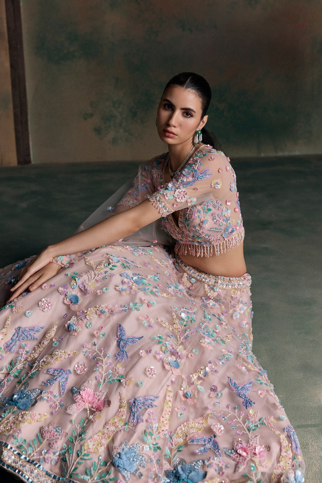 PINK MULTICOLOUR RAVELLE LEHENGA SET