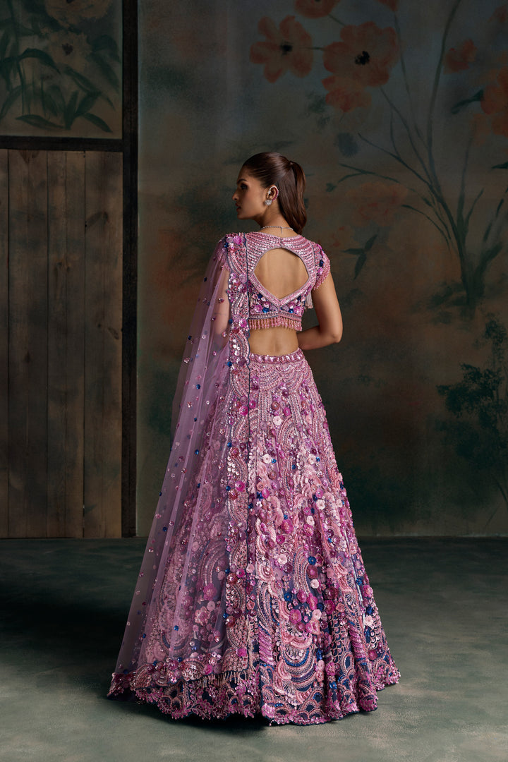 PINK NAVY MULTICOLOUR VESPER LEHENGA SET