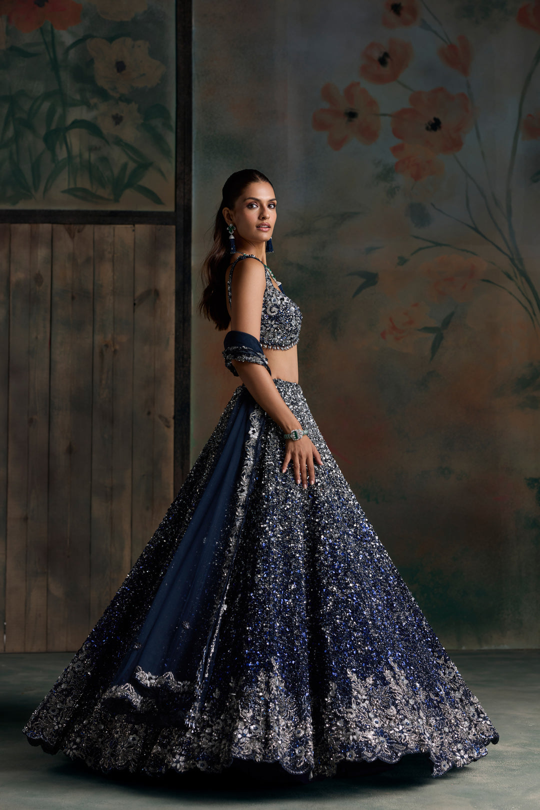 BLUE SILVER OMBRE ASTERA LEHENGA SET