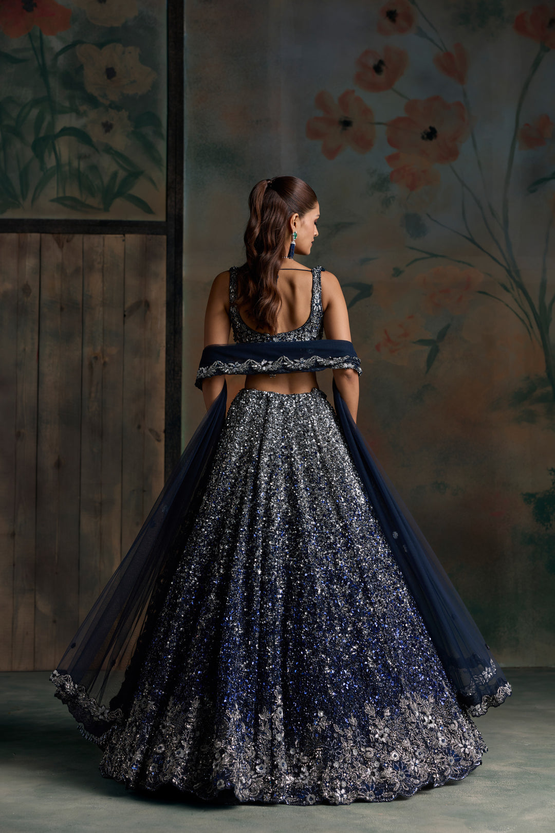 BLUE SILVER OMBRE ASTERA LEHENGA SET