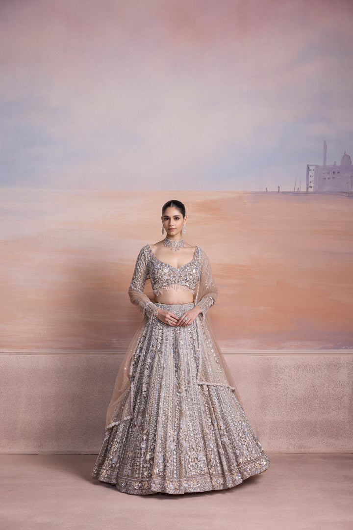 SILVER VELORA LEHENGA SET