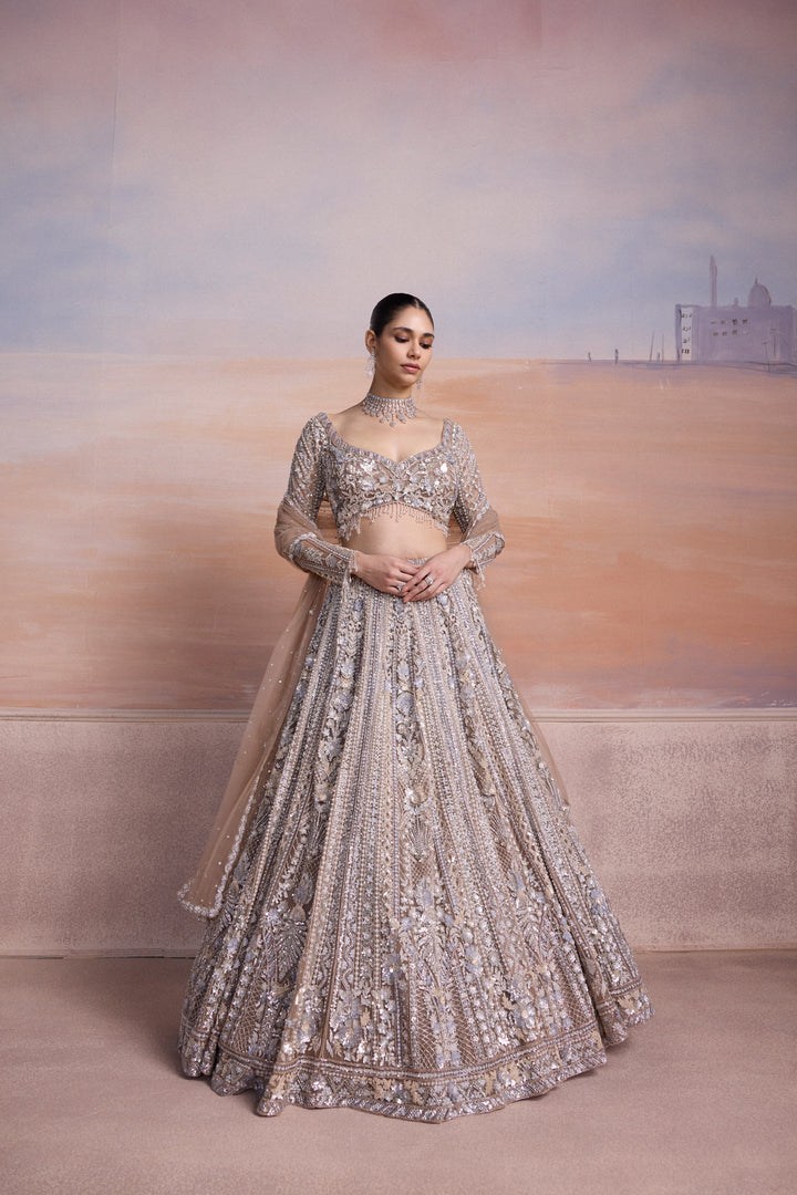 SILVER VELORA LEHENGA SET
