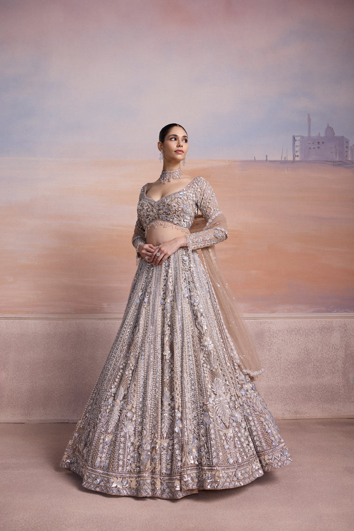 SILVER VELORA LEHENGA SET