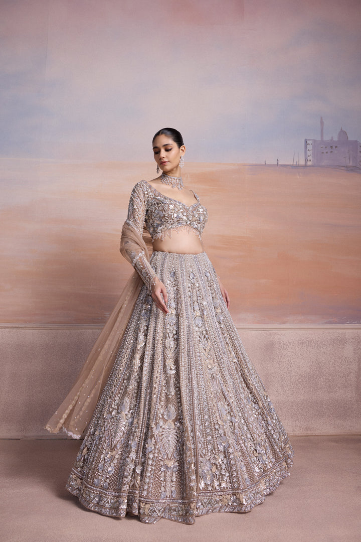 SILVER VELORA LEHENGA SET