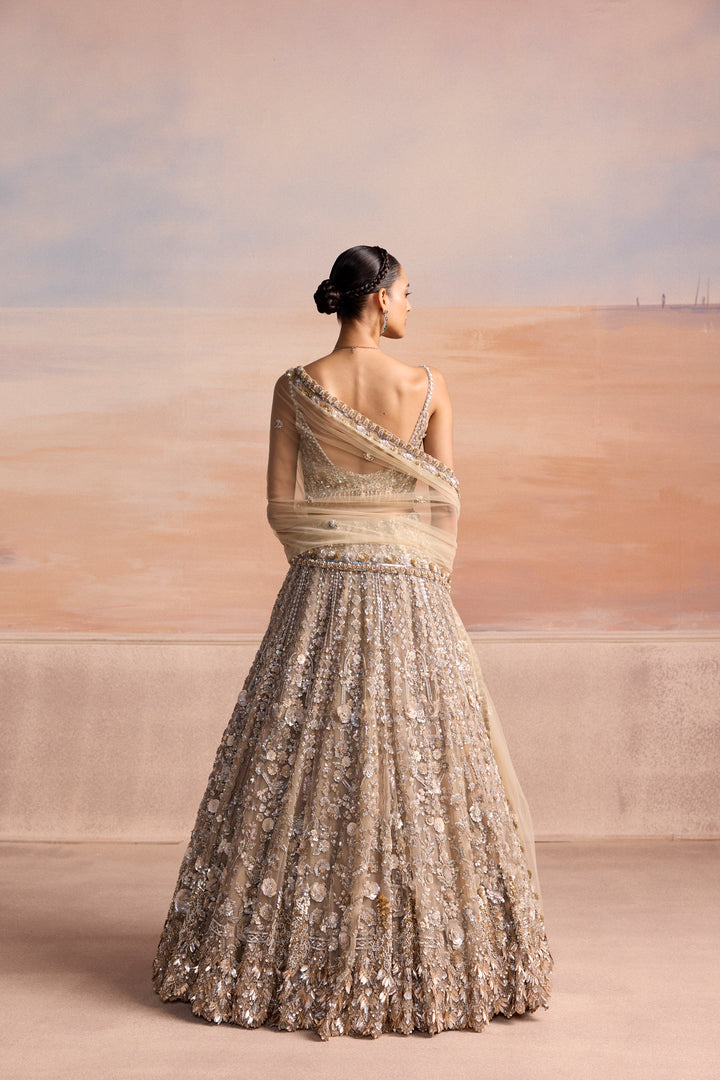 LIGHT GOLD 3D ORELIA LEHENGA SET