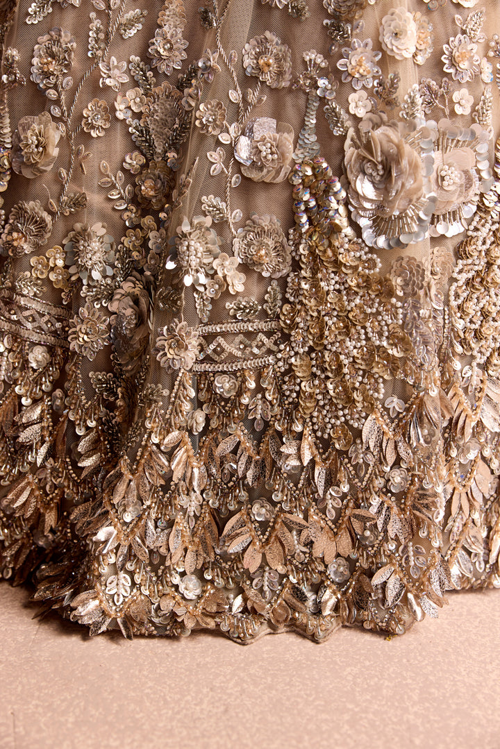 LIGHT GOLD 3D ORELIA LEHENGA SET