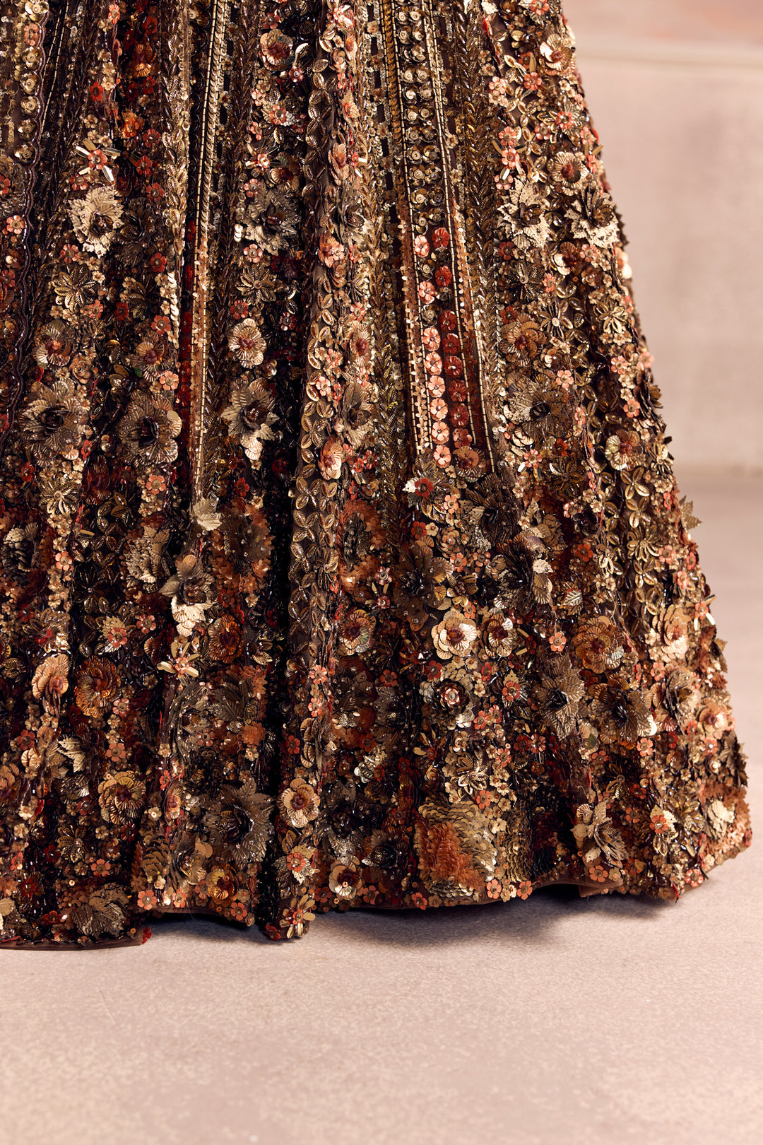 BURNT ORANGE GOLD AUREON LEHENGA SET