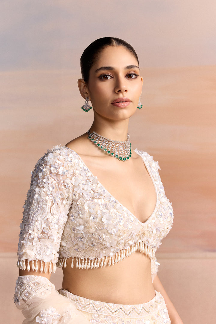 IVORY 3D RAVELLE LEHENGA SET