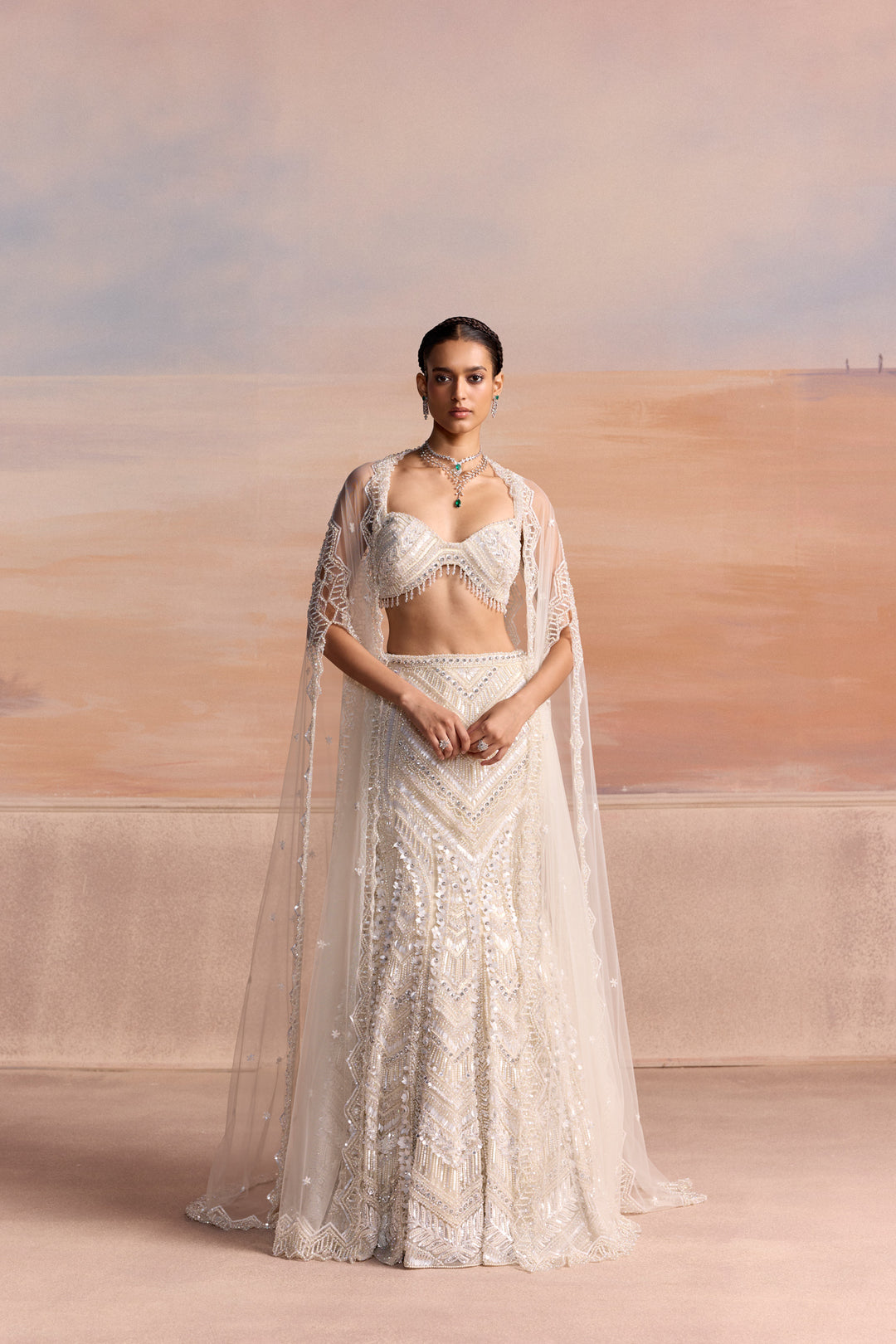 IVORY 3D RAVELLE LEHENGA SET