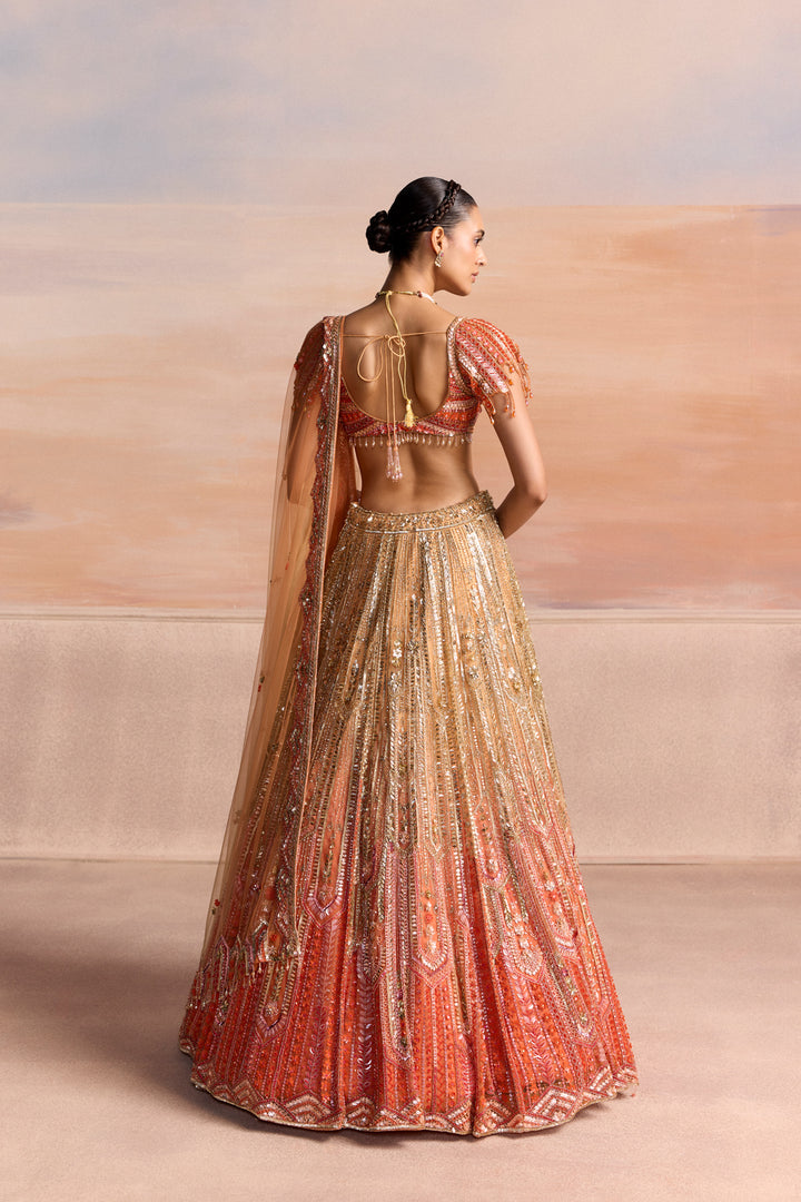 GOLD ORANGE OMBRE LUCERIS LEHENGA SET