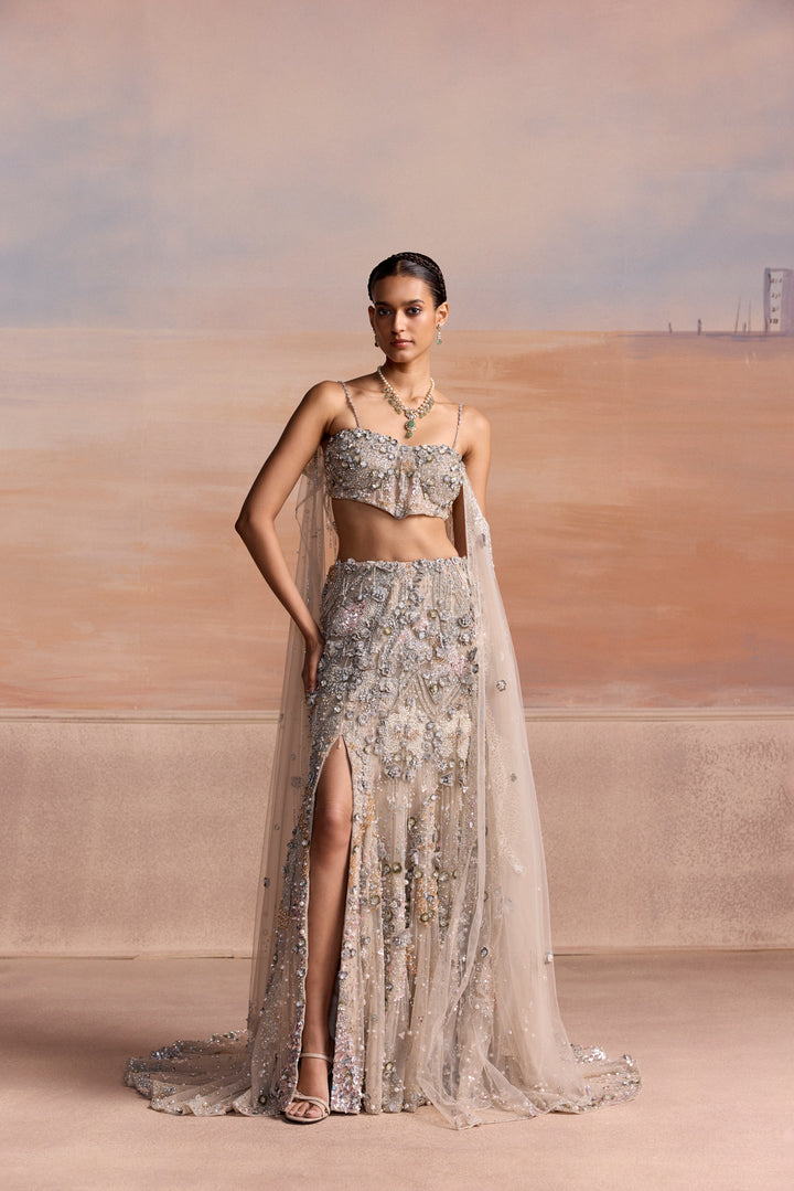 SILVER SLIT ELION LEHENGA SET