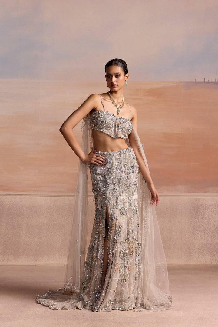 SILVER SLIT ELION LEHENGA SET
