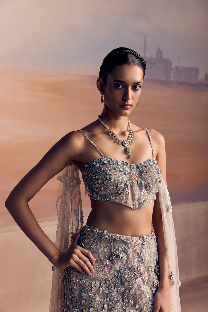 SILVER SLIT ELION LEHENGA SET