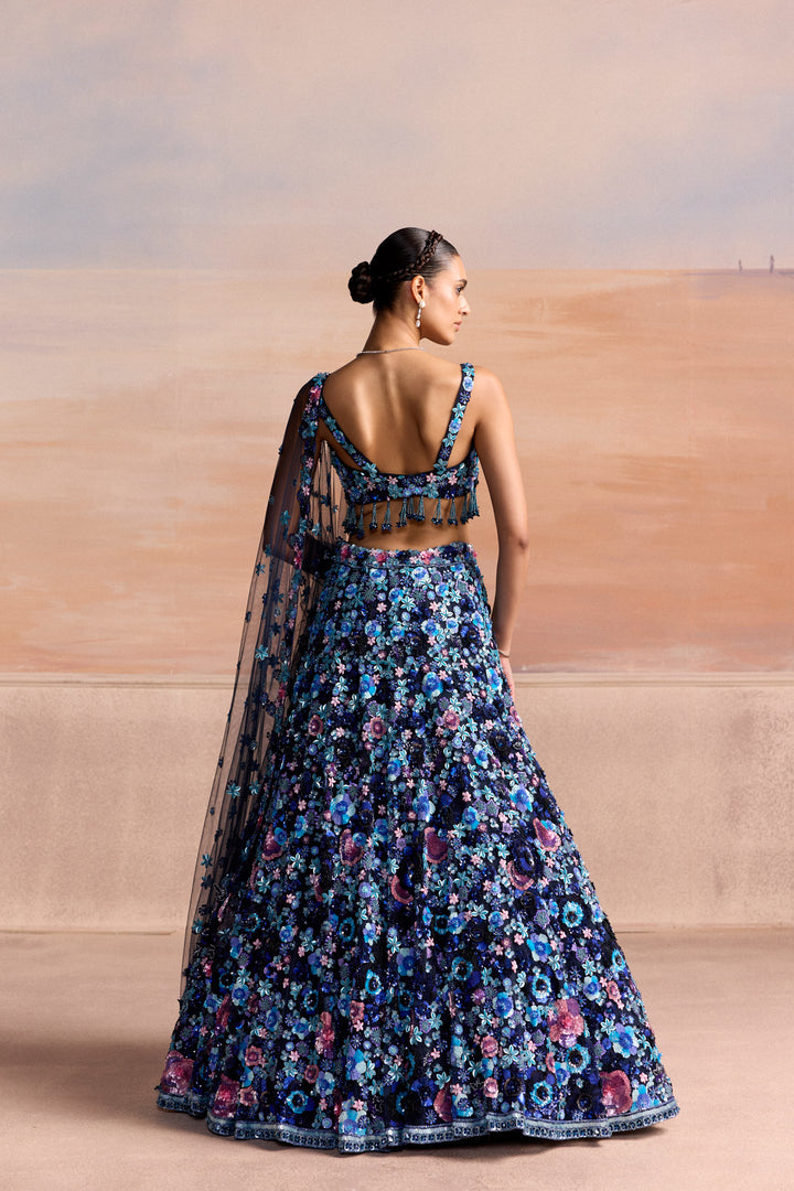 BLUE PINK MULTICOLOUR ISOLA LEHENGA SET