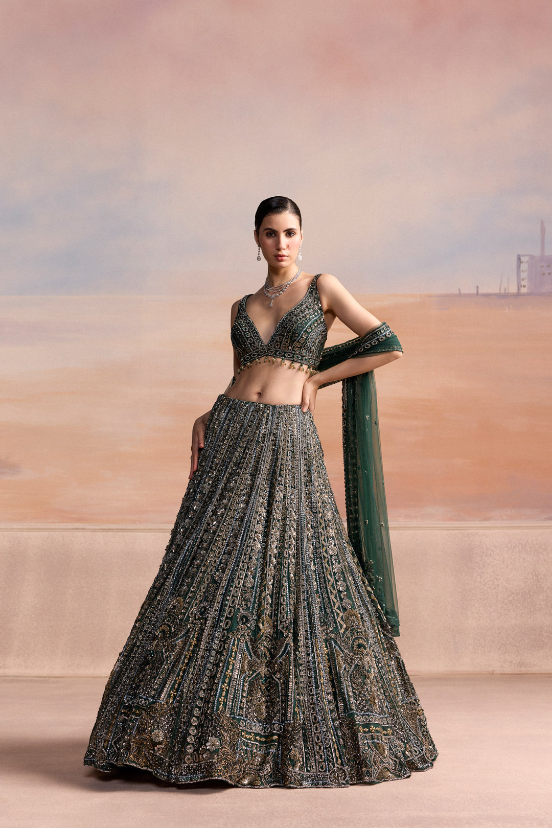 EMERALD GREEN ELIORA LEHENGA SET