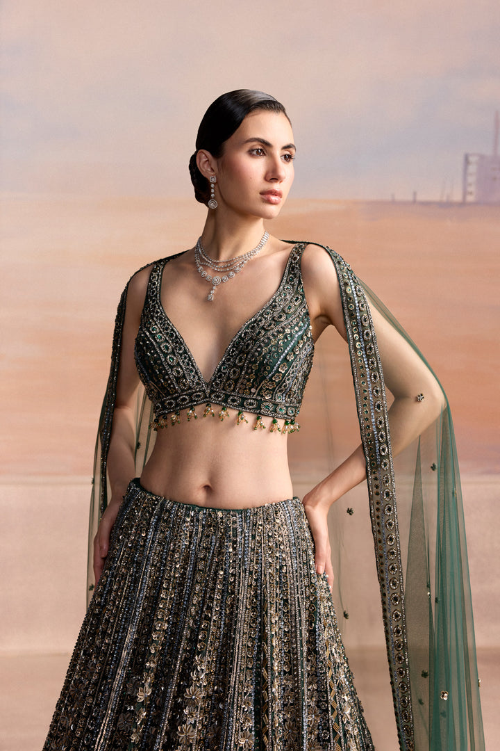 EMERALD GREEN ELIORA LEHENGA SET