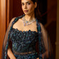 PEACOCK BLUE VIOLET FISHCUT LEHENGA CORSET SET
