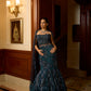 PEACOCK BLUE VIOLET FISHCUT LEHENGA CORSET SET