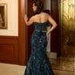 PEACOCK BLUE VIOLET FISHCUT LEHENGA CORSET SET
