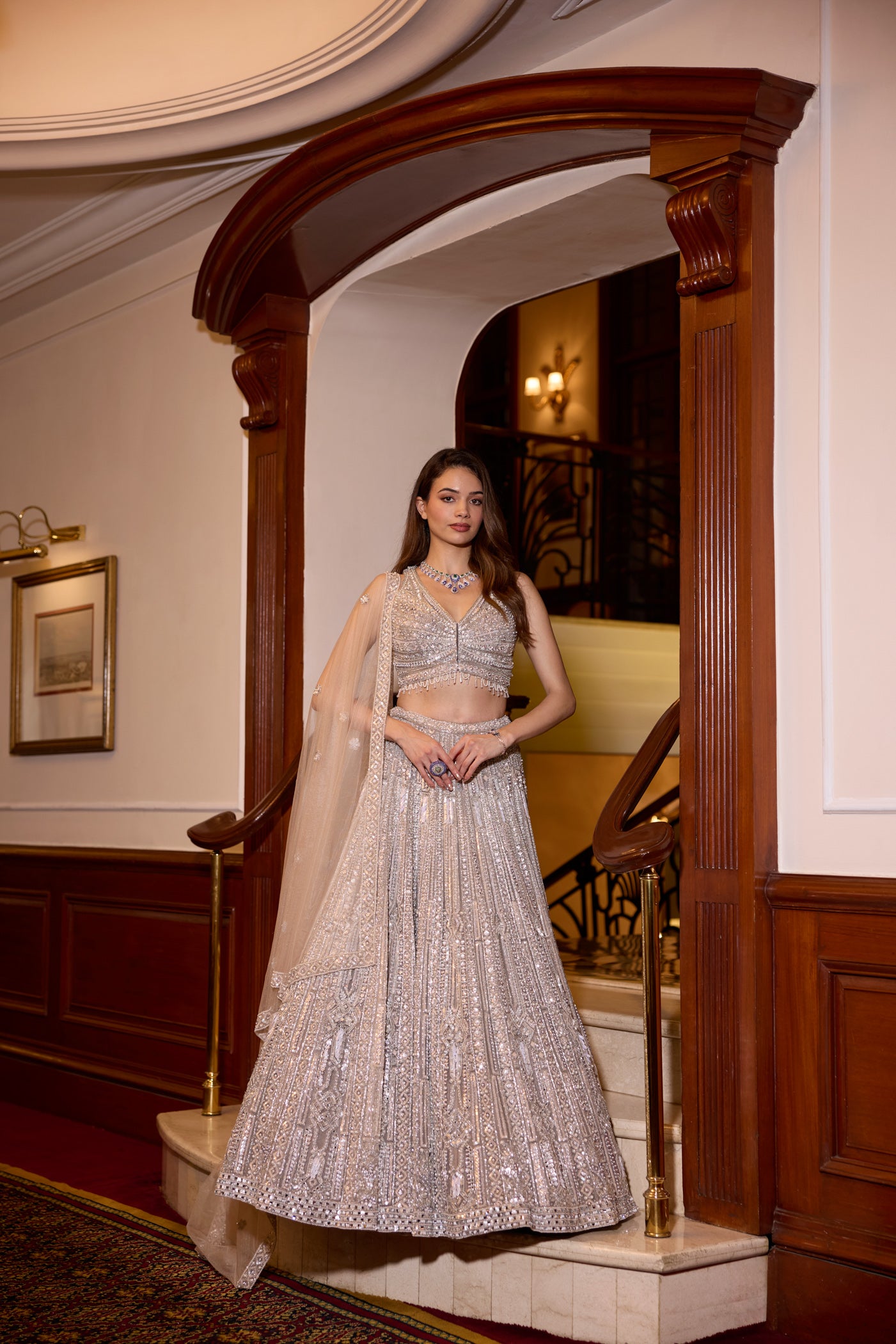 SILVER WINTER LEHENGA SET