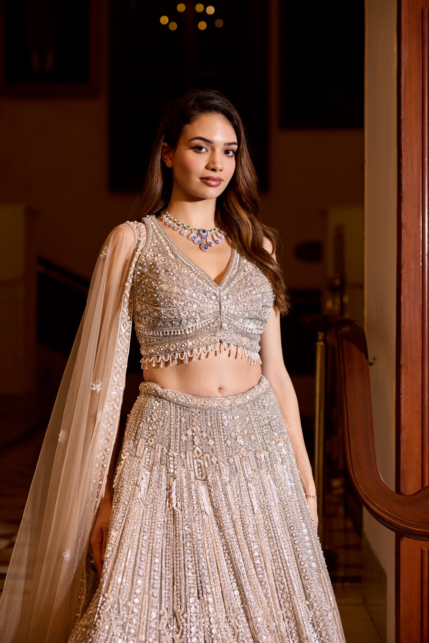 SILVER WINTER LEHENGA SET
