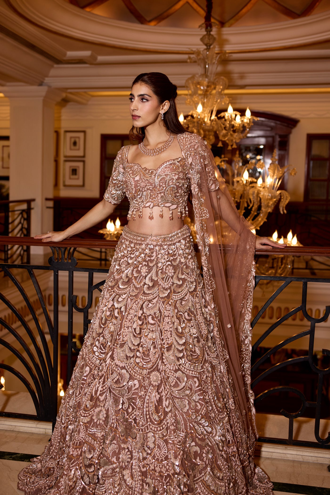DARK PEACH NORA LEHENGA SET