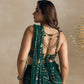 EMERALD GREEN AND GOLD PRE DRAPED SAREE