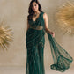 EMERALD GREEN AND GOLD PRE DRAPED SAREE