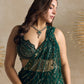 EMERALD GREEN AND GOLD PRE DRAPED SAREE