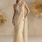 IVORY AND PINK PEPLUM CORSET PRE DRAPED SAREE