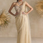 IVORY AND PINK PEPLUM CORSET PRE DRAPED SAREE