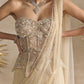 IVORY AND PINK PEPLUM CORSET PRE DRAPED SAREE