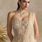 IVORY AND PINK PEPLUM CORSET PRE DRAPED SAREE